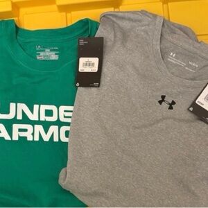 Under Armour Green Loose fit T-Shirt and One Gray Heat-gear T-Shirt.